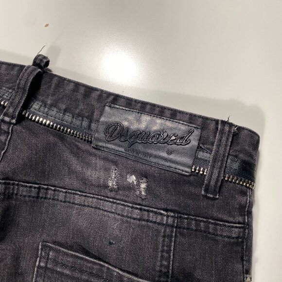 Dsquared2 Distressed Tidy Biker Slim Fit Jeans Faded Black mens size 33x27 - Picture 9 of 11